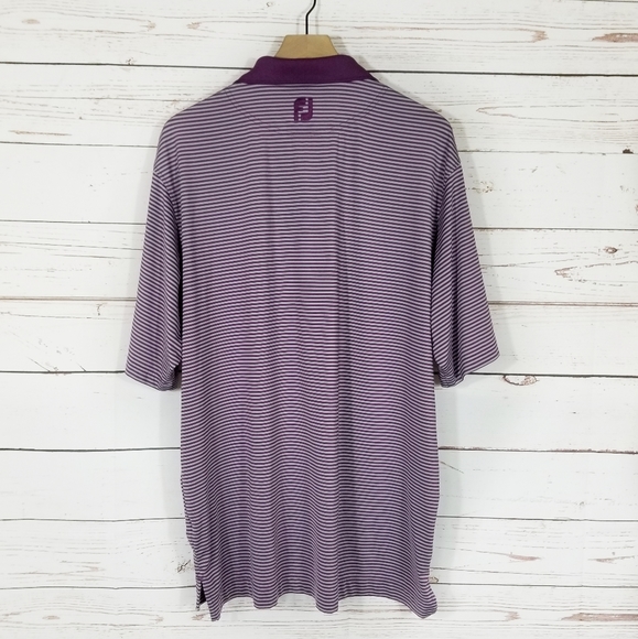 Footjoy | Purple Stripe Dryjoy Performance Golf Polo - Picture 3 of 5